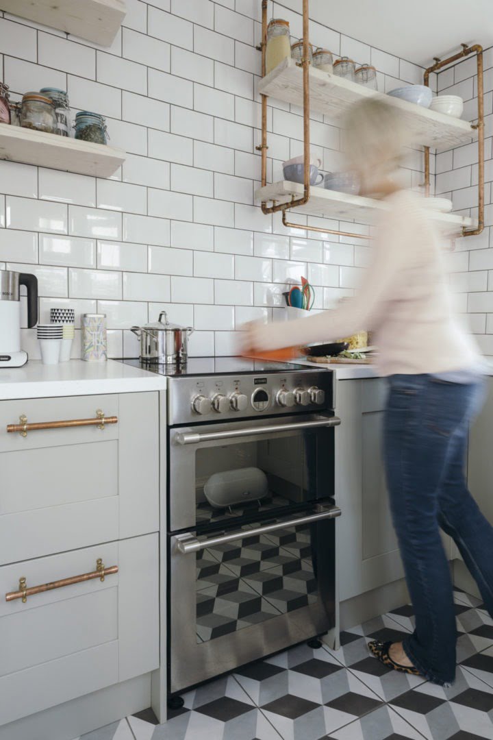 Maxine Brady with metro tiles and stylish cooker