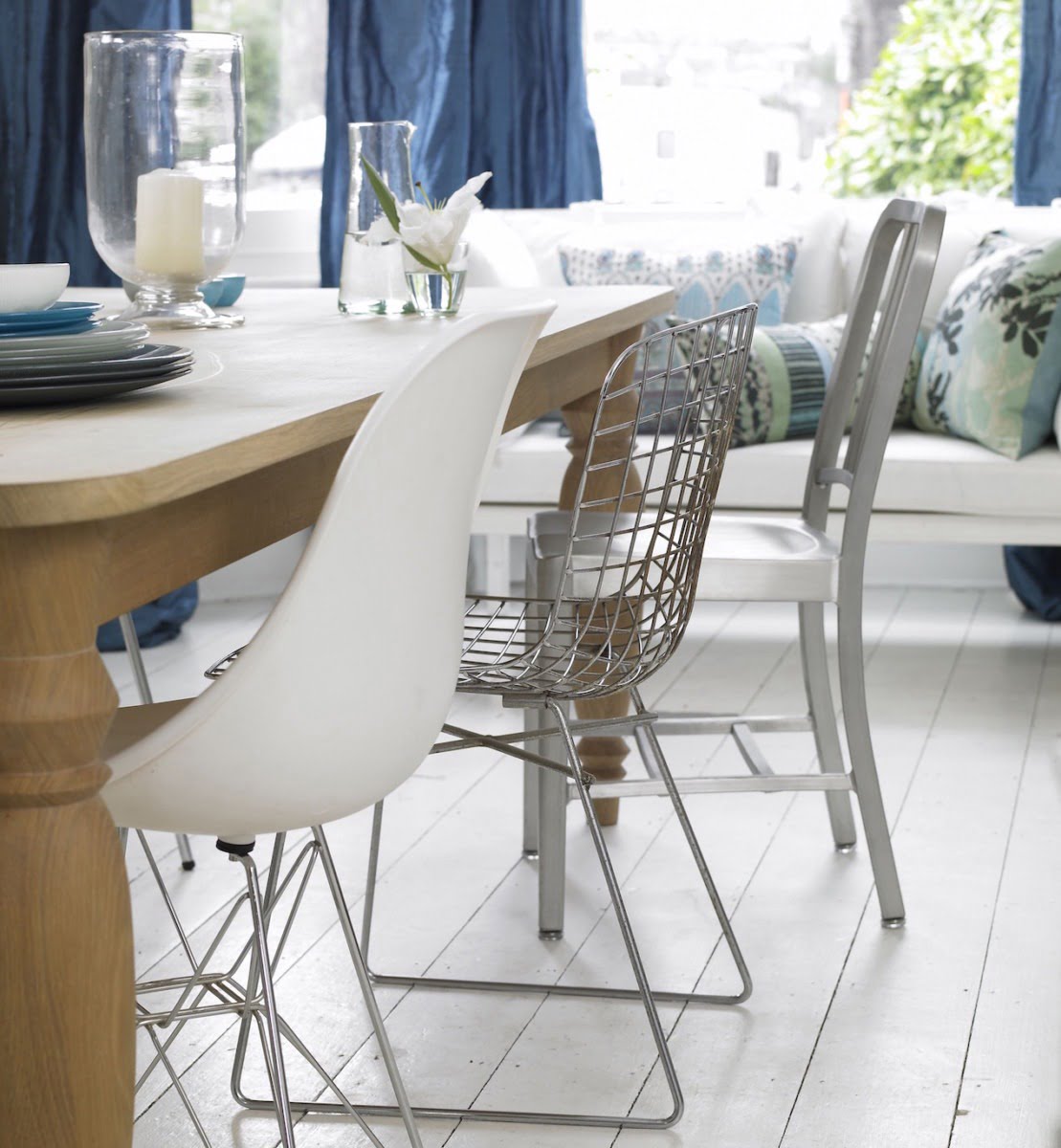 Dining room with stylish chairs