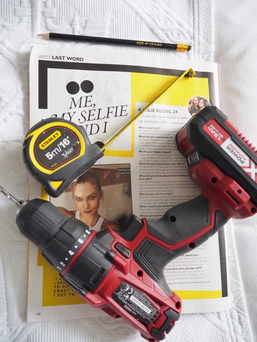 How to perfectly hang a mirror with just a few power tools, a jumpsuit and a bit of reddy lippy by Blogger + Interior Stylist Maxine Brady 