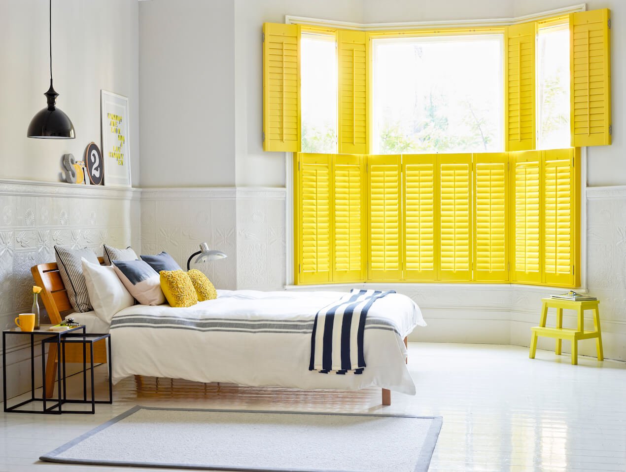 Expert advice on how to buy window shutters, DIY guide on to fit them transforming your home on budget by interior stylist & blogger Maxine Brady