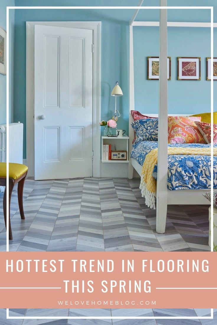 Hottest flooring trend this Spring is to take classic patterns and updated them with modern styling says Interior Stylist Maxine Brady at welovehomeblog.com 
