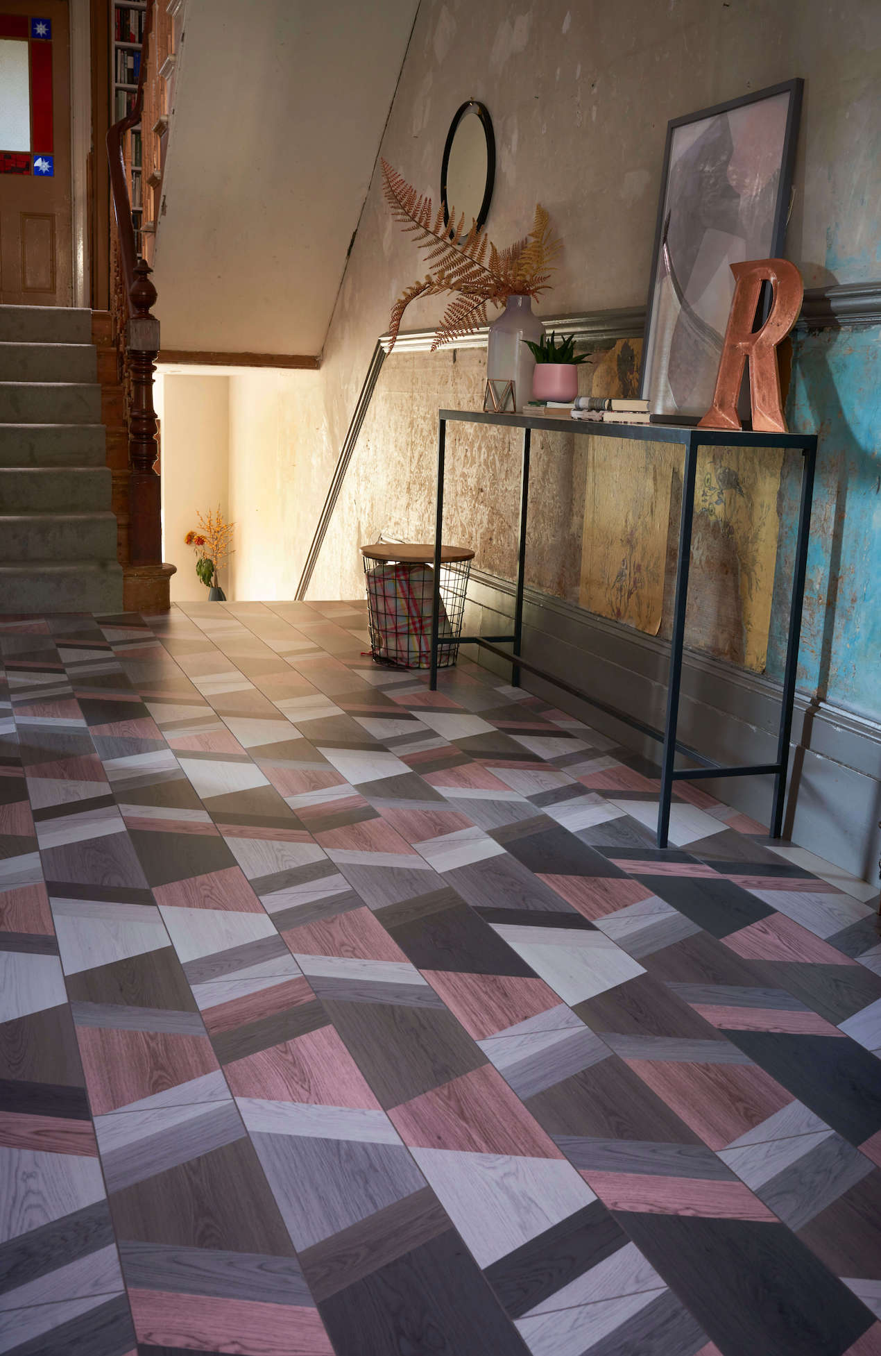 Hottest flooring trend this Spring is to take classic patterns and updated them with modern styling says Interior Stylist Maxine Brady at welovehomeblog.com 