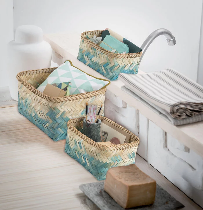 Bue baskets for bedroom storage 
