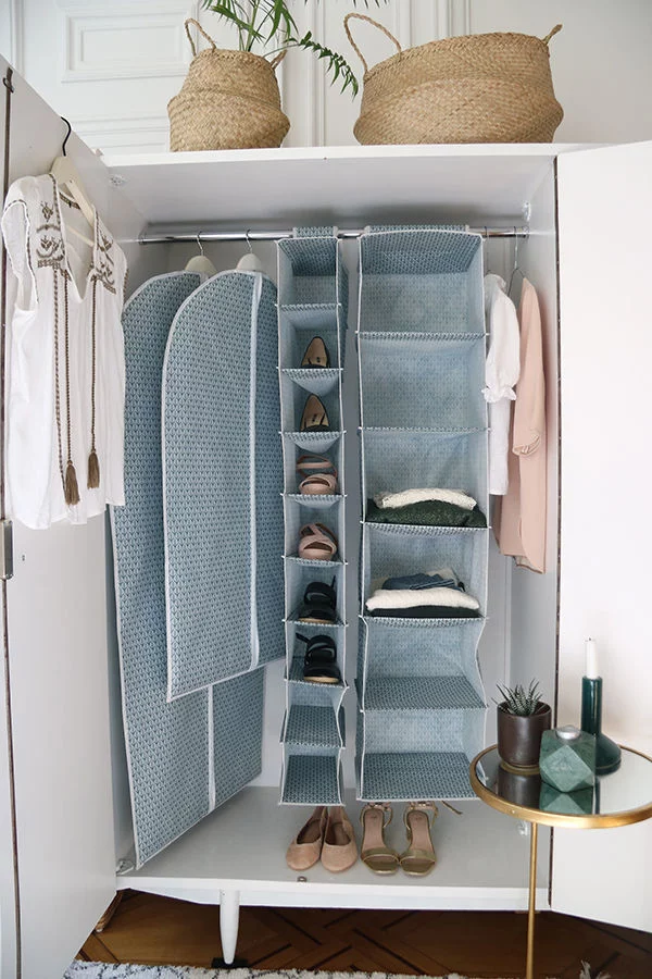 Discover how to tackle your bedroom clutter with these 6 stylish bedroom storage solutions for your home by interior stylist Maxine Brady. Blue bedroom wardrobe storage ideas.