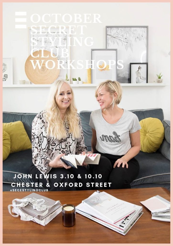 Come join my new interior styling workshop with Secret Styling Club and John Lewis. Join us for an evening of fun, styling and goodies bags.