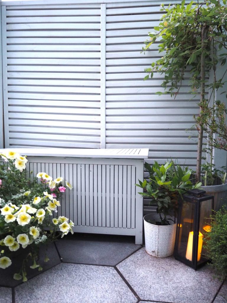 outdoor storage box in a garden