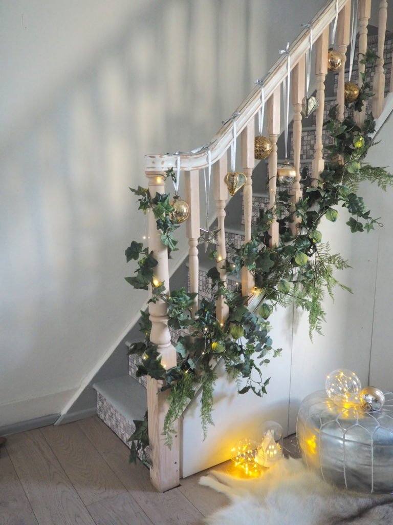 How to give your stairs (and hallway) a festive makeover using beautiful decorations with style tips from award winning interior stylist Maxine Brady