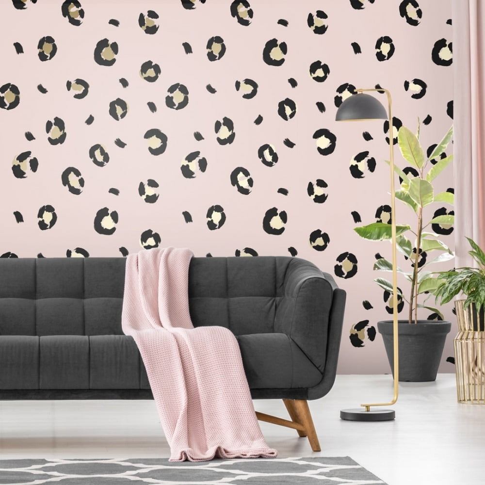 Leopard Animal Print Wallpaper in Blush Pink – I Love Wallpaper