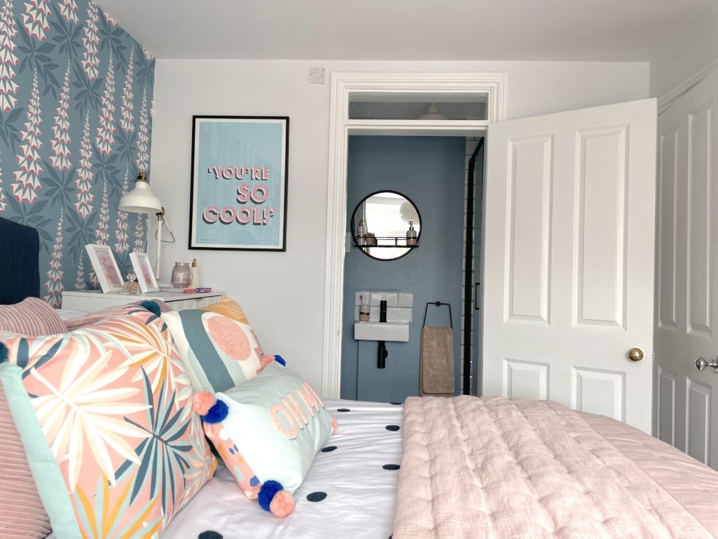 Be inspired by this colourful bedroom and bathroom makeover by Interior Stylist Maxine Brady 