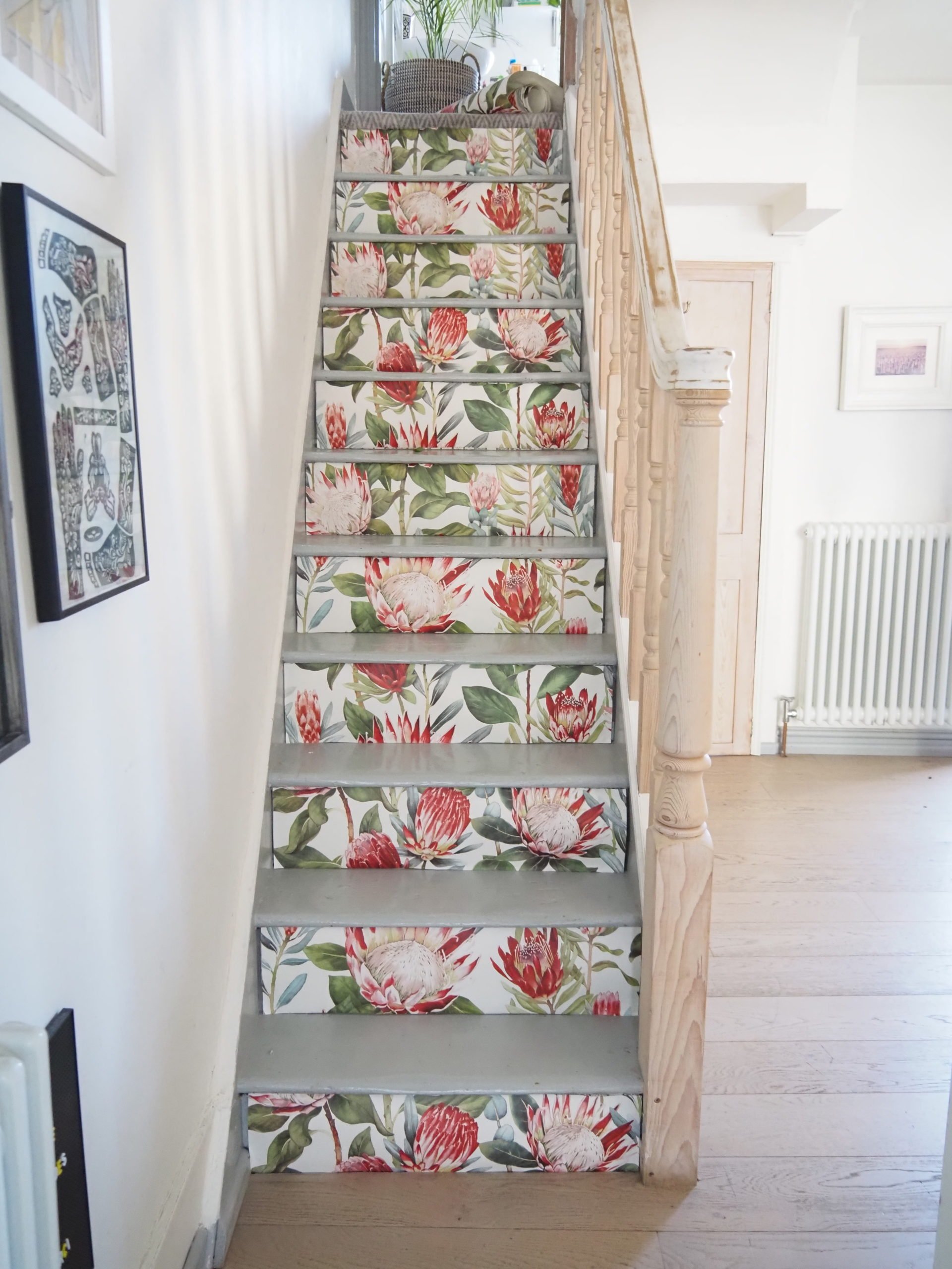 Transform Your Staircase With This Quick & Easy DIY Wallpaper Idea