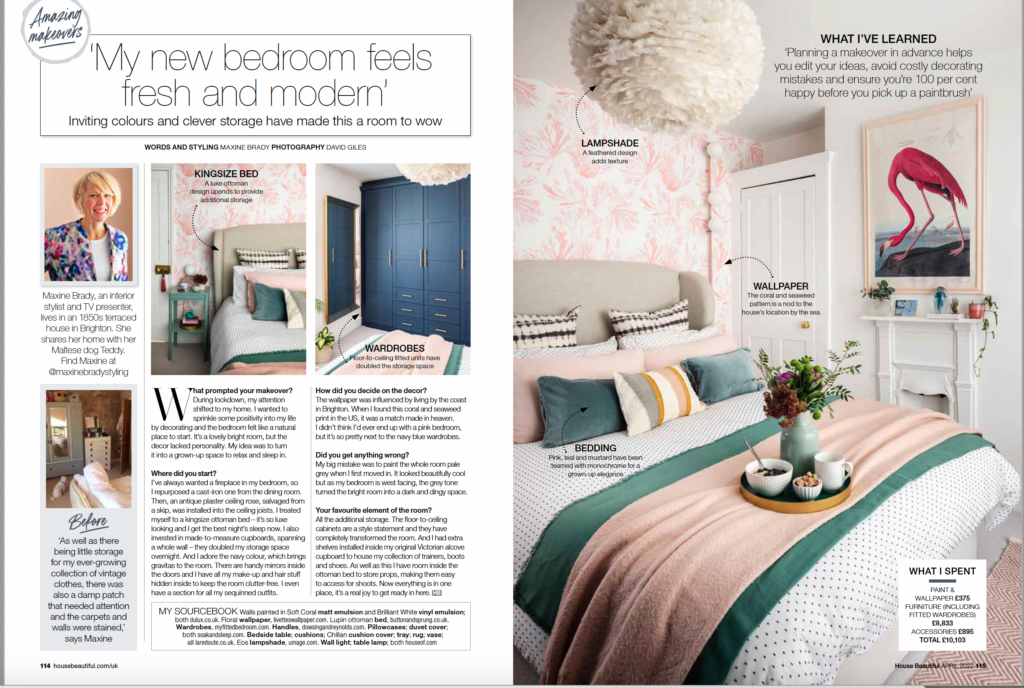 My Bedroom Makeover In House Beautiful Magazine, Maxine Brady