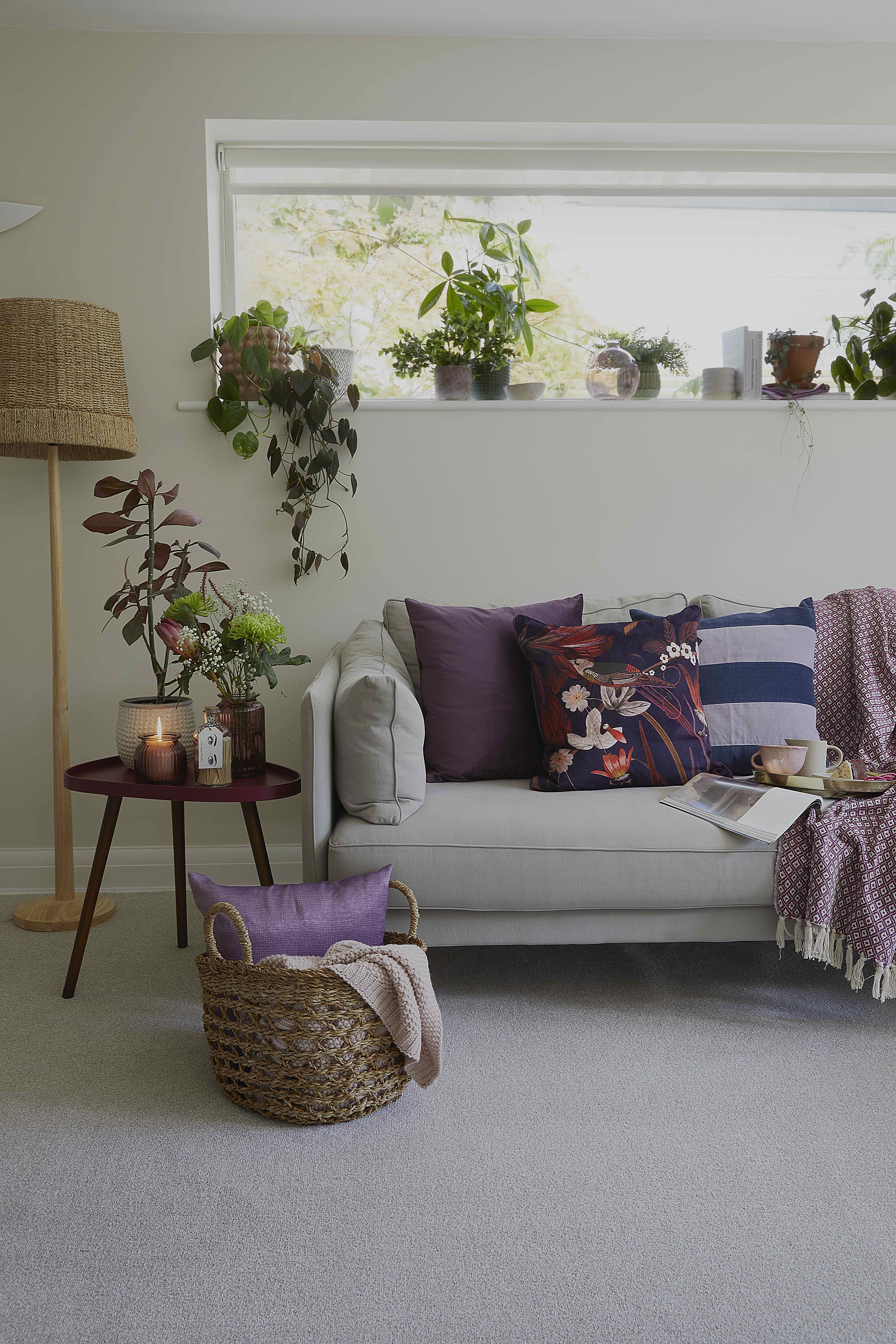 Whatever room you’re refreshing, it’s time to style your home these 9 flooring ideas that are going to be on trend for 2023.cosy living rooms, living room design, purple living room, natural carpet