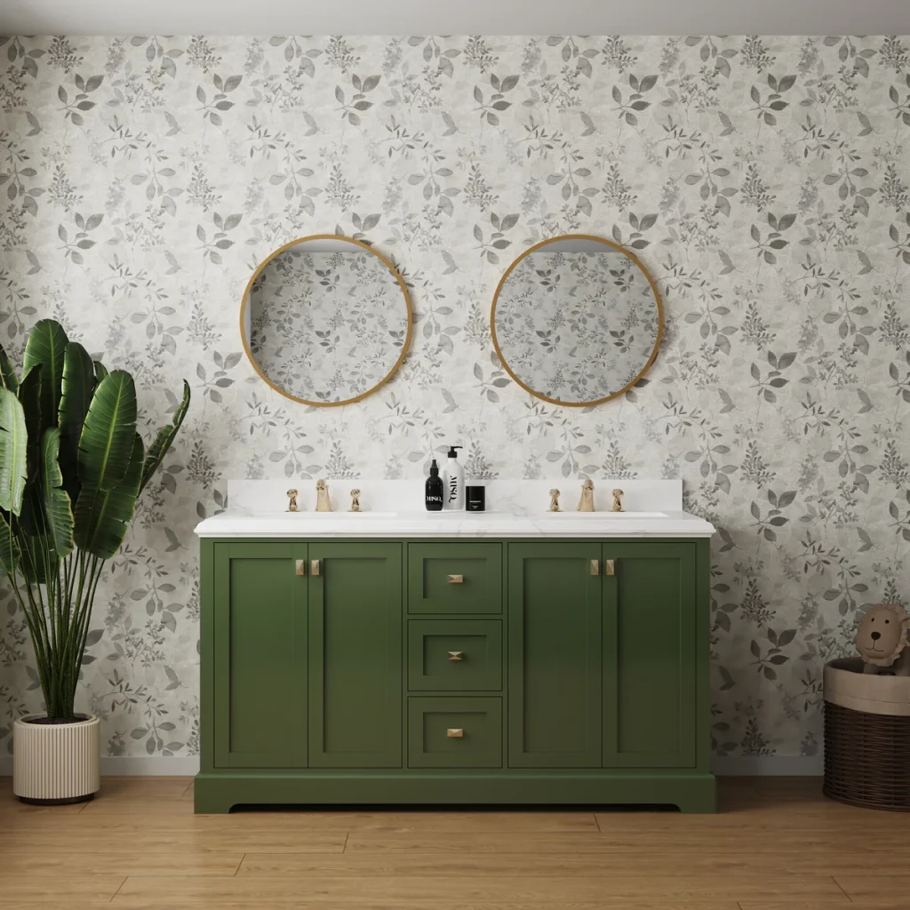 green bathroom vanity unit