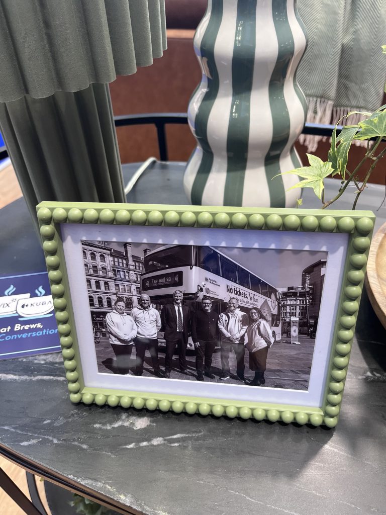 event styling detail shot framed photos trade show stand