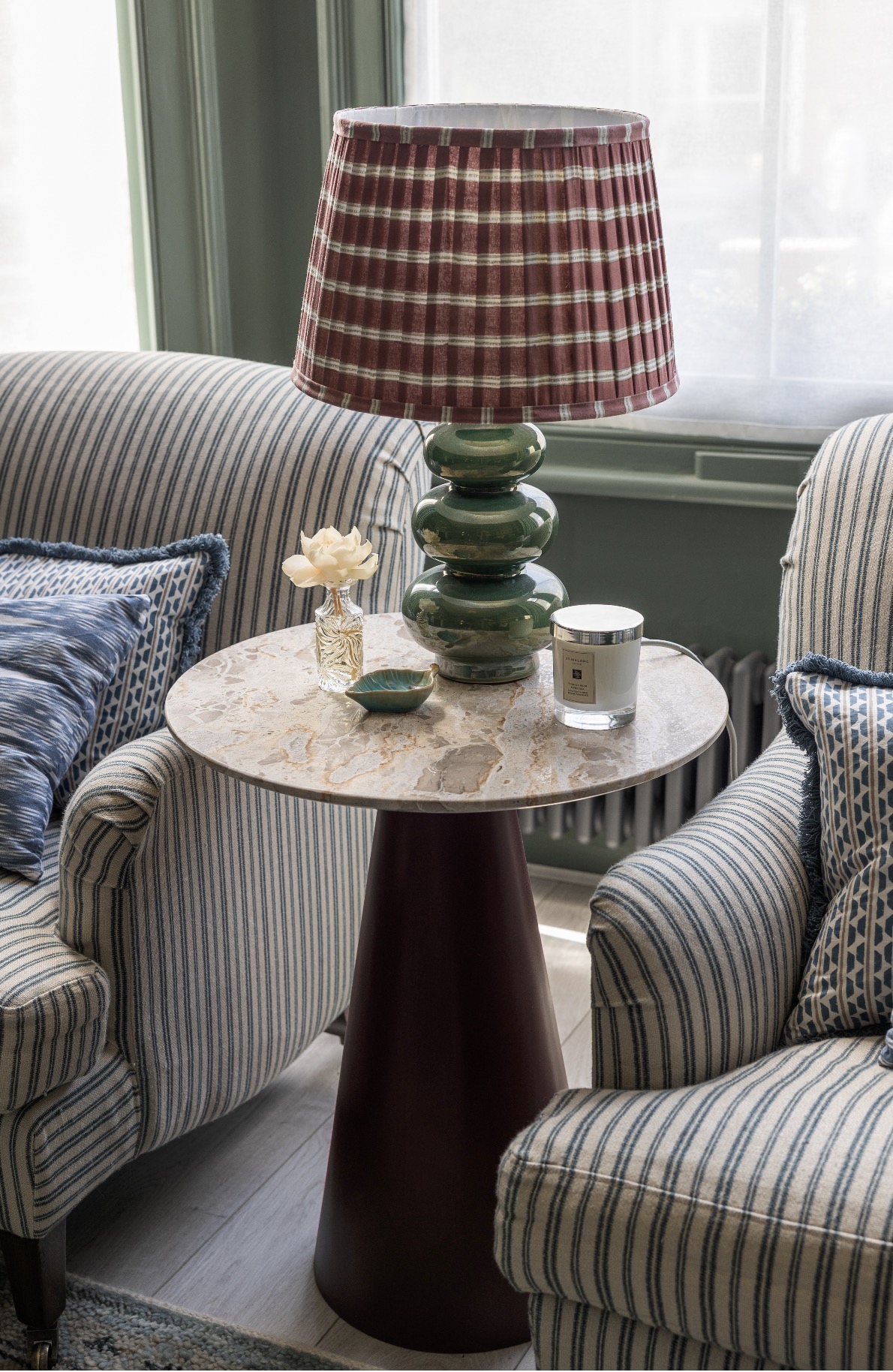 Behind the scenes of interior designer photoshoot styling with Maxine Brady, shooting two South London projects for Kat Wightman for Ideal Home magazine, portfolio and social media.