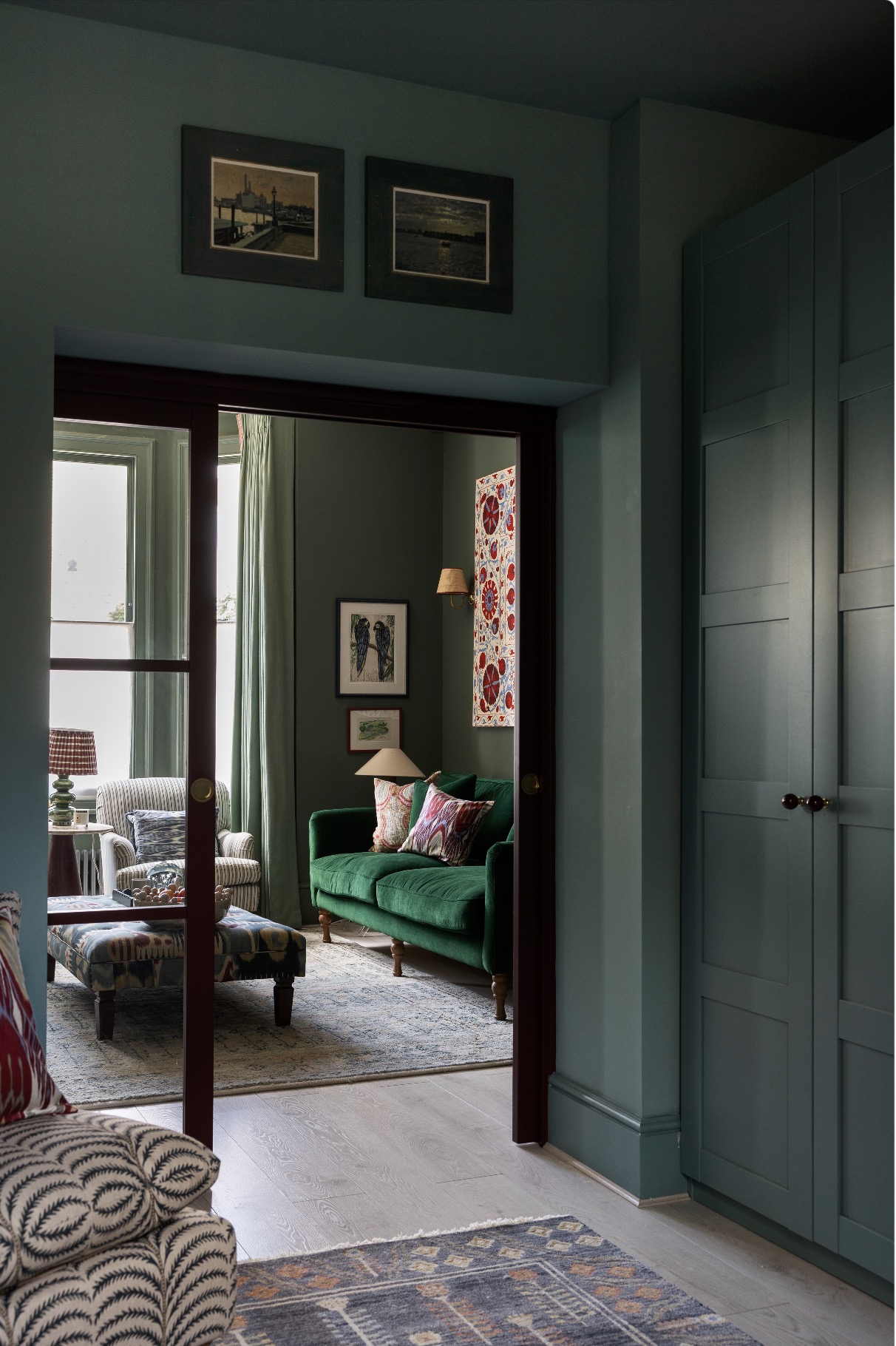 Behind the scenes of interior designer photoshoot styling with Maxine Brady, shooting two South London projects for Kat Wightman for Ideal Home magazine, portfolio and social media.
