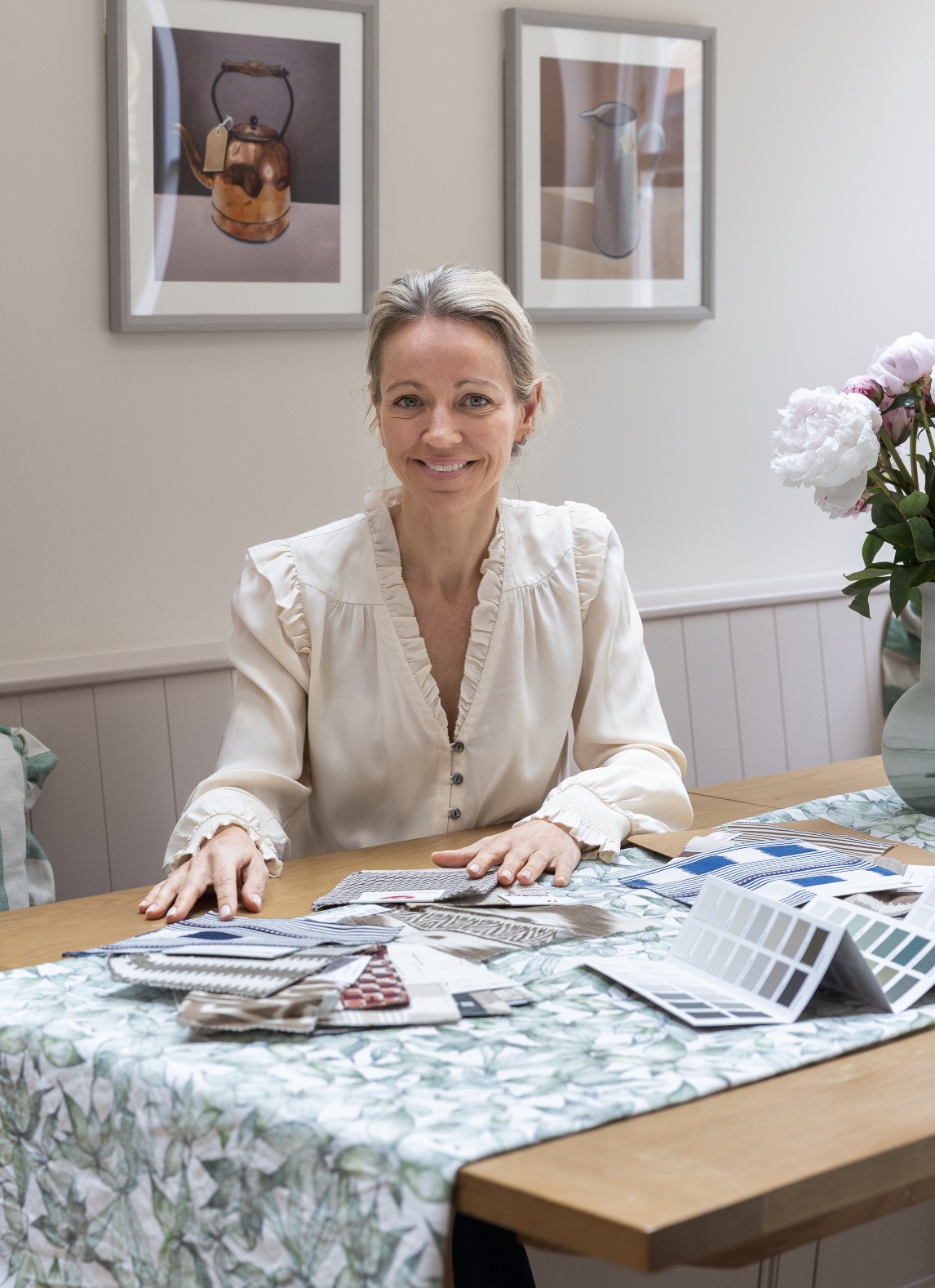 Behind the scenes of interior designer photoshoot styling with Maxine Brady, shooting two South London projects for Kat Wightman for Ideal Home magazine, portfolio and social media.